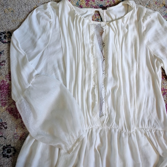 Free People Boho Slit Back Bell Sleeve Peplum Top - Picture 7 of 8